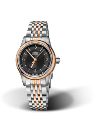 Oris - 01 561 7650 4334-07 8 14 12  Classic Date Lady 28.5 Stainless Steel - Rose Gold / Black / Bracelet