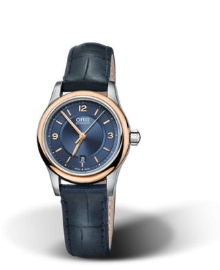 Oris - 01 561 7650 4335-07 5 14 85  Classic Date Lady 28.5 Stainless Steel - Rose Gold / Blue