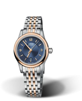 Oris - 01 561 7650 4335-07 8 14 63  Classic Date Lady 28.5 Stainless Steel - Rose Gold / Blue / Bracelet