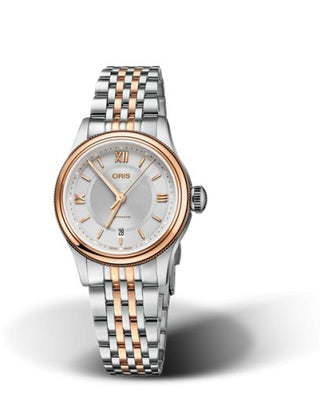 Oris - 01 561 7718 4371-07 8 14 12  Classic Date Lady 28.5 Stainless Steel - Rose Gold / Silver / Bracelet