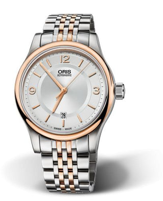 Oris - 01 733 7594 4331-07 8 20 63  Classic Date 42 Stainless Steel - Rose Gold / Silver / Bracelet