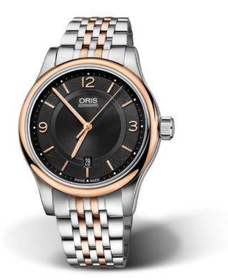 Oris - 01 733 7594 4334-07 8 20 12  Classic Date 42 Stainless Steel - Rose Gold / Black / Bracelet