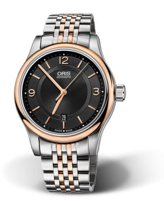 Oris - 01 733 7594 4334-07 8 20 63  Classic Date 42 Stainless Steel - Rose Gold / Black / Bracelet