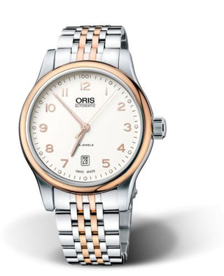 Oris - 01 733 7594 4391-07 8 20 63  Classic Date 42 Stainless Steel - Rose Gold / Silver / Bracelet