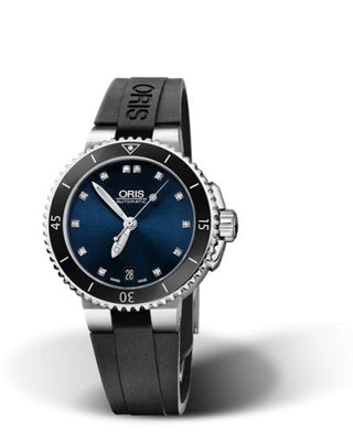 Oris - 01 733 7652 4195-07 4 18 34  Aquis Date 36 Stainless Steel / Blue - Diamond / Rubber