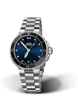 Oris - 01 733 7652 4195-07 8 18 01P  Aquis Date 36 Stainless Steel / Blue - Diamond / Bracelet