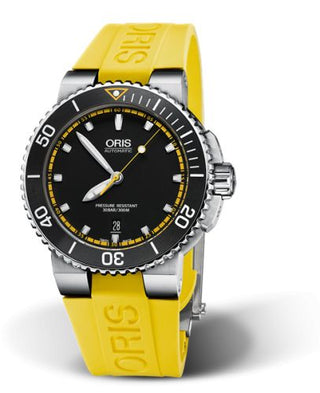 Oris - 01 733 7653 4127-07 4 26 33EB  Aquis Date 43 Stainless Steel / Black - Yellow / Rubber