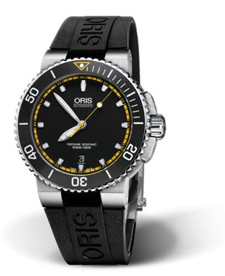 Oris - 01 733 7653 4127-07 4 26 34EB  Aquis Date 43 Stainless Steel / Black - Yellow / Rubber