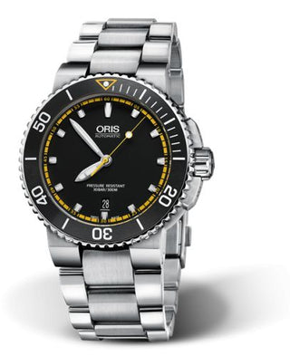 Oris - 01 733 7653 4127-07 8 26 01PEB  Aquis Date 43 Stainless Steel / Black - Yellow / Bracelet