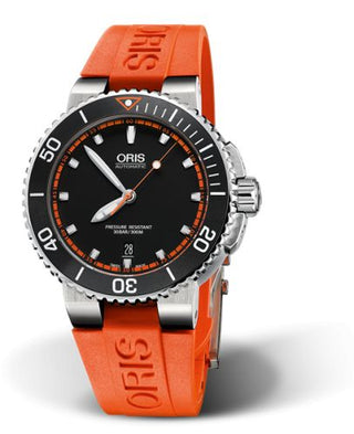 Oris - 01 733 7653 4128-07 4 26 32EB  Aquis Date 43 Stainless Steel / Black - Red / Rubber