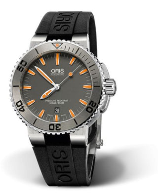 Oris - 01 733 7653 4158-07 4 26 34EB  Aquis Date 43 Stainless Steel / Grey / Rubber