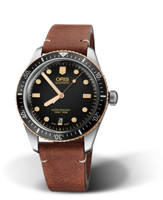 Oris - 01 733 7707 4354-07 5 20 45  Divers Sixty-Five 40 Stainless Steel / Bronze / Black / Calf