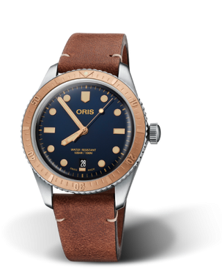 Oris - 01 733 7707 4355-07 5 20 45  Divers Sixty-Five 40 Stainless Steel / Bronze / Blue / Calf