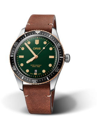 Oris - 01 733 7707 4357-07 5 20 45  Divers Sixty-Five 40 Stainless Steel / Bronze / Green / Calf