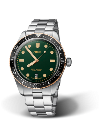 Oris - 01 733 7707 4357-07 8 20 18  Divers Sixty-Five 40 Stainless Steel / Bronze / Green / Bracelet