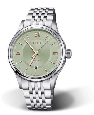 Oris - 01 733 7719 4017-07 8 20 10  Classic Date 42 Stainless Steel / Mint Green / Bracelet