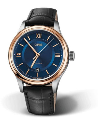 Oris - 01 733 7719 4375-07 5 20 35  Classic Date 42 Stainless Steel - Rose Gold / Blue