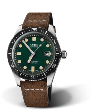 Oris - 	01 733 7720 4057-07 5 21 02  Divers Sixty-Five 42 Stainless Steel / Green / Calf