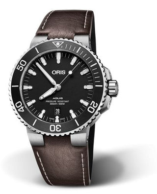 Oris - 01 733 7730 4124-07 5 24 10EB  Aquis Date 43.5 Stainless Steel / Matte Black / Calf