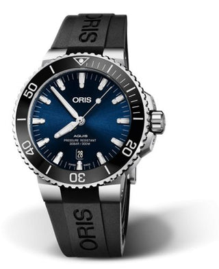 Oris - 01 733 7730 4135-07 4 24 64EB  Aquis Date 43 Stainless Steel / Blue / Rubber