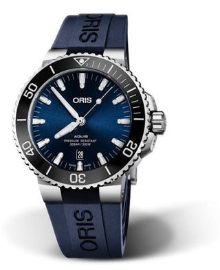 Oris - 01 733 7730 4135-07 4 24 65EB  Aquis Date 43 Stainless Steel / Blue / Rubber