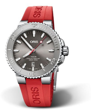 Oris - 01 733 7730 4153-07 4 24 66EB  Aquis Date 43.5 Relief Stainless Steel / Grey / Rubber