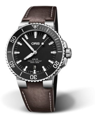 Oris - 01 733 7730 4154-07 5 24 10EB  Aquis Date 43.5 Stainless Steel / Matte Black / Calf