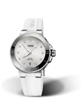 Oris - 01 733 7731 4191-07 4 18 63FC  Aquis Date 36.5 Stainless Steel / White - Diamond / Rubber