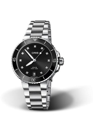 Oris - 01 733 7731 4194-07 8 18 05P  Aquis Date 36.5 Stainless Steel / Black - Diamond / Bracelet