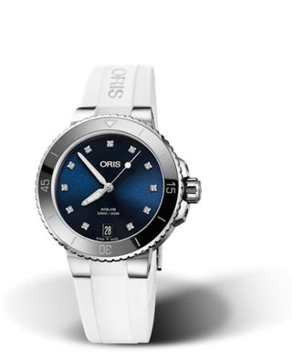 Oris - 01 733 7731 4195-07 4 18 63FC  Aquis Date Diamonds 36.5 Stainless Steel / Blue - Diamond / Rubber