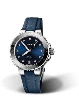 Oris - 01 733 7731 4195-07 5 18 46FC  Aquis Date Diamonds 36.5 Stainless Steel / Blue - Diamond / Textile