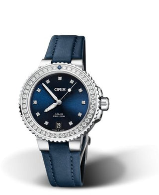 Oris - 01 733 7731 4995-07 5 18 46FC  Aquis Date Diamonds 36.5 Stainless Steel - Diamond / Blue - Diamond / Textile