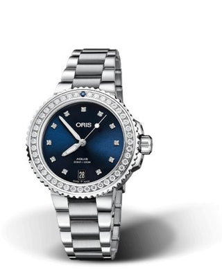 Oris - 01 733 7731 4995-07 8 18 05P  Aquis Date Diamonds 36.5 Stainless Steel - Diamond / Blue - Diamond / Bracelet