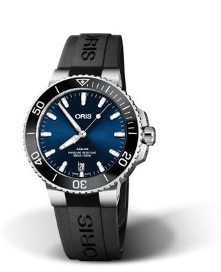 Oris - 01 733 7732 4135-07 4 21 64FC  Aquis Date 39.5 Stainless Steel / Blue / Rubber