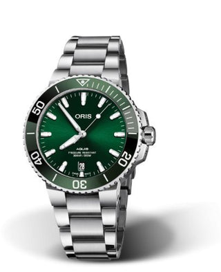 Oris - 01 733 7732 4157-07 8 21 05PEB  Aquis Date 39.5 Stainless Steel / Green / Bracelet