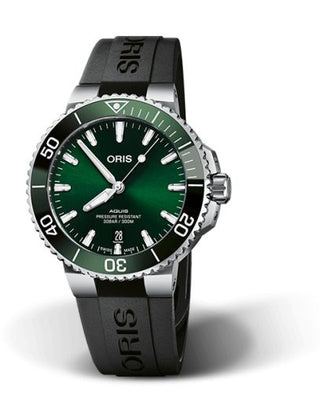 Oris - 01 733 7766 4157-07 4 22 64FC  Aquis Date 41.5 Stainless Steel / Green / Rubber