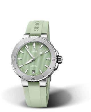 Oris - 01 733 7770 4157-07 4 18 67FC  Aquis Date 36.5 Stainless Steel / Seafoam Green / Rubber