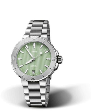 Oris - 01 733 7770 4157-07 8 18 05P  Aquis Date 36.5 Stainless Steel / Green MOP / Bracelet