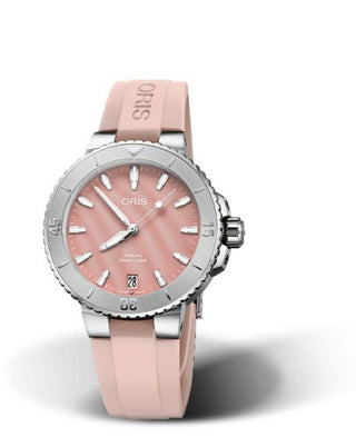 Oris - 01 733 7770 4158-07 4 18 66FC  Aquis Date 36.5 Stainless Steel / Blush Pink / Rubber