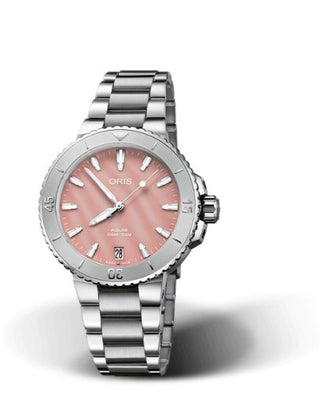 Oris - 01 733 7770 4158-07 8 18 05P  Aquis Date 36.5 Stainless Steel / Pink MOP / Bracelet