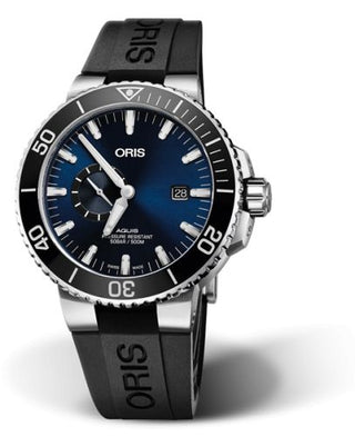 Oris - 01 743 7733 4135-07 4 24 64EB  Aquis Small Seconds Date 45.5 Stainless Steel / Blue / Rubber