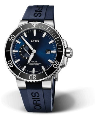 Oris - 01 743 7733 4135-07 4 24 65EB  Aquis Small Seconds Date 45.5 Stainless Steel / Blue / Rubber