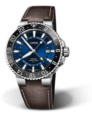 Oris - 01 798 7754 4135-07 5 24 10EB  Aquis GMT 43.5 Stainless Steel / Blue / Calf