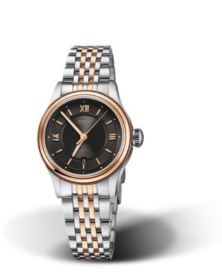 Oris - 01 561 7718 4373-07 8 14 12  Classic Date Lady 28.5 Stainless Steel - Rose Gold / Grey / Bracelet