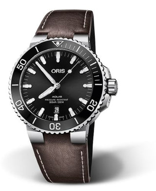 Oris - 01 733 7730 4134-07 5 24 10EB  Aquis Date 43.5 Stainless Steel / Black / Calf