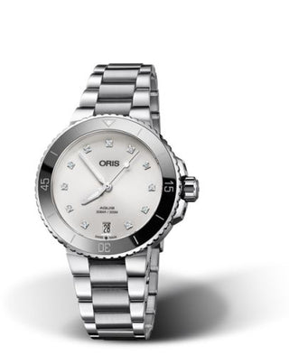 Oris - 01 733 7731 4191-07 8 18 05P  Aquis Date 36.5 Stainless Steel / White - Diamond / Bracelet