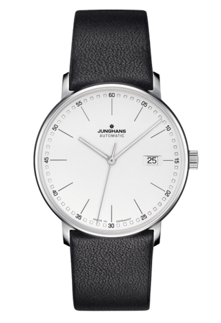 Junghans - 027/4730.00  Form A Stainless Steel / White Stick / Black Calf