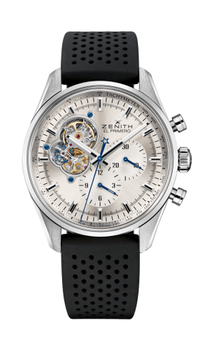 Zenith - 03.2040.4061/01.R576  El Primero Chronomaster Open Stainless Steel / Silver/ Rubber