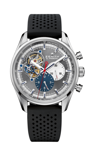 Zenith - 03.2040.4061/23.R576  El Primero Chronomaster Open Stainless Steel / Grey 1969 / Rubber