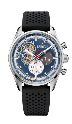 Zenith - 03.2040.4061/52.R576  El Primero Chronomaster Open Stainless Steel / Blue 1969 / Rubber